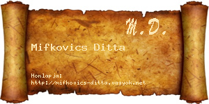 Mifkovics Ditta névjegykártya